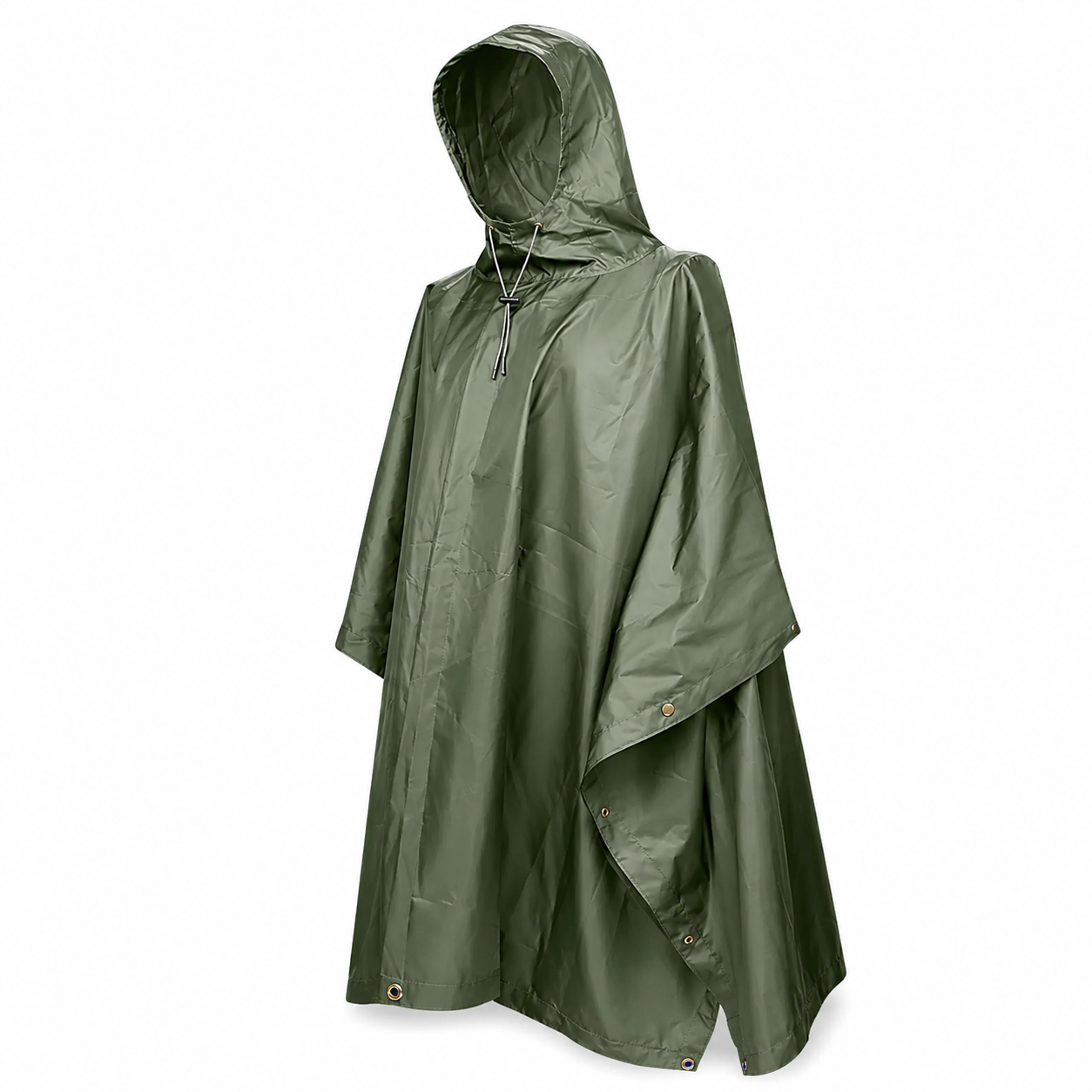 Waterproof Hooded Rain Poncho – Lightweight Reusable Raincoat for Hiking, Camping, Travel & Outdoor Activities (Olive Green)